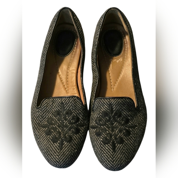 Clarks Shoes - Clarks Black Patterned Embroidered Slip-On Flats